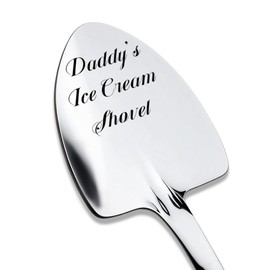 Fathers Day Birthday Gifts for Dad Daddy Ice Cream Shovel Spoon Gifts for Men Papa Gift from Daughter Son Kids Stepfather Stepdad Retirement Gift for Papa Stepdad Engraved Stainless Steel Scoop