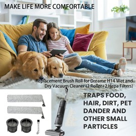Replacement Parts Compatible with Dreame H14 Pro Wet Dry Vacuum Cleaner Brushs Filter Accessories Kit
