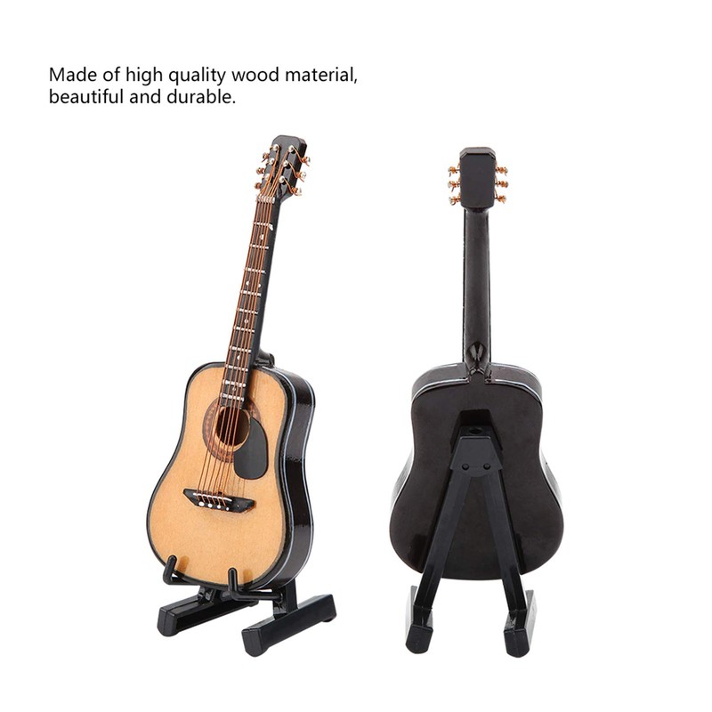 HilBeliFU Wooden Miniature Guitar Display Set, 10cm Tiny Guitar Decor