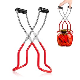 Elegital Canning Jar Lifter Tongs, Anti-Slip Stainless Steel Canning Jar Lifter with Safe Grip Handle for Canning Jars Mason Jars, Canning Jar Wide-Mouth Clip