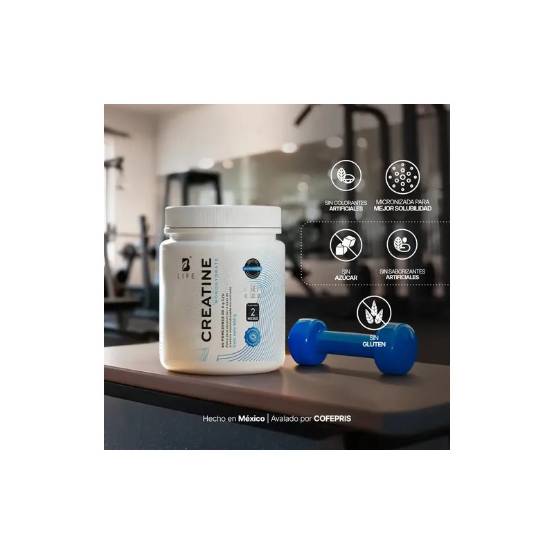 Creatina Monohidratada Pura 300g 60 Tomas En Polvo B Life