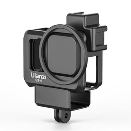ULANZI G9-4 Plastic Vlog Cage Compatible with GoPro Hero 12 Black, GoPro Hero 11 Black, GoPro Hero 10 Black and GoPro Hero 9 Black - Video Cage Housing with Filter Adapter and Cold Shoe Mount