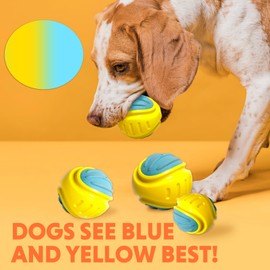 LaRoo Interactive Dog Ball, High-Bounce Squeaky Fetch Balls for Dogs, Floating Water Pet Toys, Dog Chew Toys Relieves Anxiety, Cleans Teeth, Rugged Balls - Large Breeds, 3-inch