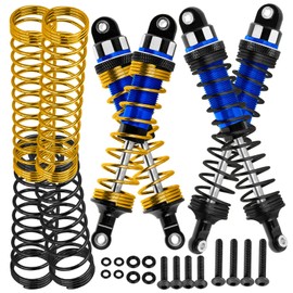 hopsupRC RC Upgrades Part Aluminum Assembled Full Front Rear Shocks Absorber Damper for 1/10 Big Rock/Granite/Senton 3S BLX&Mega 550.1/8 Typhon 3S BLX&Mega 550.Metal Shocks Hops Up.Navy Blue(4PCS)
