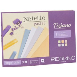 Fabriano Tiziano 46021297 Pastel Paper Pad A4 - 30 Sheets - 6 Soft Colours - 160 gsm