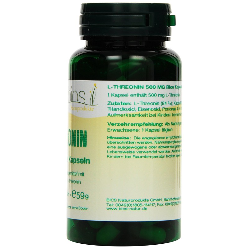 Bios L-Threonine 500 mg 100 Capsules Pack of 1 x