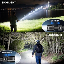 Wdtpro LED Rechargeable Flashlights High Lumens 2Pack, 6000LM Super Bright Flashlight, Zoomable Powerful Camping Flashlights with LCD Digital Display, 3 Modes Waterproof Flash Light for Home Emergency