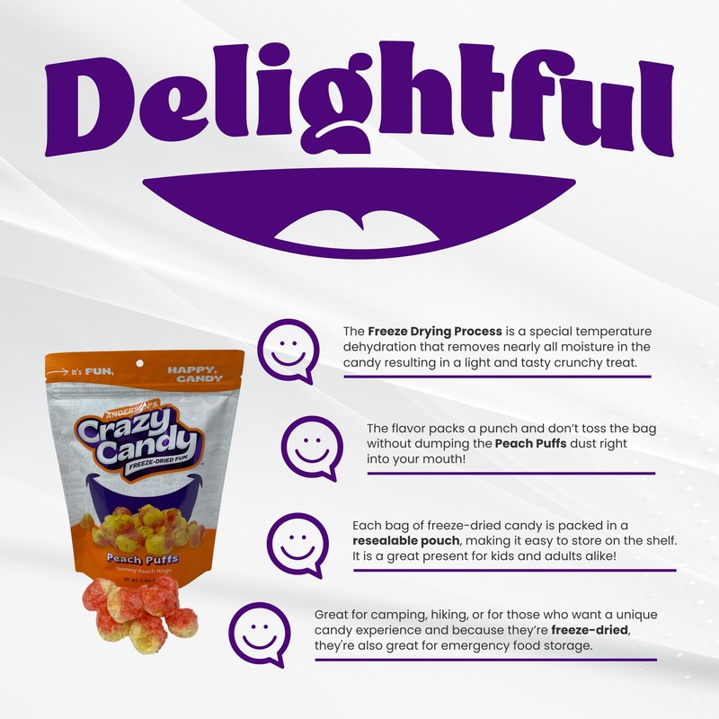 Andersen's Crazy Candy Freeze Dried Candy - Peach Puffs
