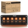 Nilight 6 Gang Rocker Switch Panel with Orange LED Light