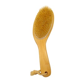 SAFIGLE Wooden Shower with Bent Handle Bristle Bath Brush for Exfoliating and Massaging Skin for Dead Skin Removal and Circulation Stimulation