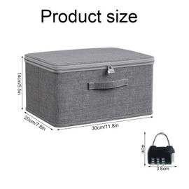 louuuou Storage Box with Lock, Fabric Storage Box with Lid, 30 X 20 X 14cm Fabric Boxes Collapsible Clothes Wardrobe Storageing Boxs With Lid Apply to for Jeans T-shirts Sweater and Medicines