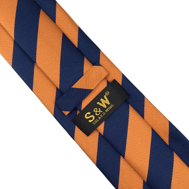 SHLAX&WING Men's Silk Necktie, Blue, Yellow, 6cm x 147cm Necktie