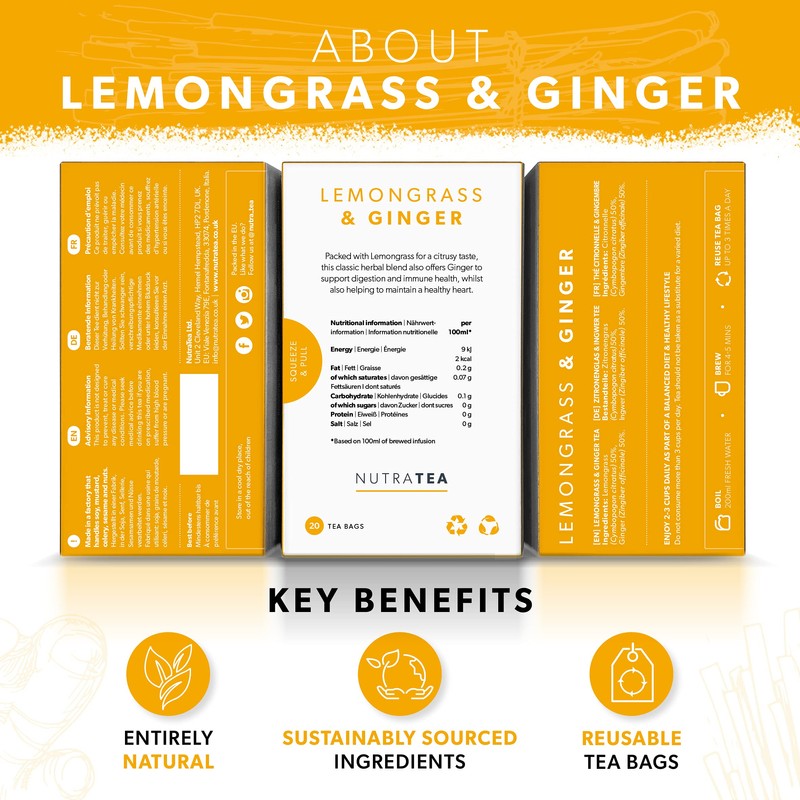 Nutra Tea - Lemongrass & Ginger Tea - 40 Tea