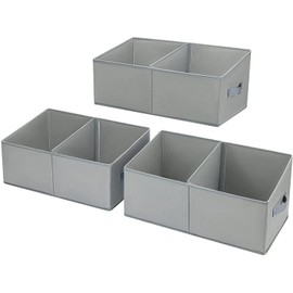 DIMJ Trapezoid Storage Bins for clothes - 3 Packs Closet Organizers and Storage Baskets, Foldable Closet Baskets with Handles and Divider, Closet Storage Bin Toybox for Shelves Living Room Bedroom