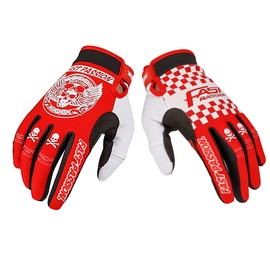 FastPassion Motorcycle Gloves - Men & Women, Full Finger Mountain Dirt Bike Gloves with Anti-Slip MX MTB ATV BMX Road Racing Features - Red01, Medium