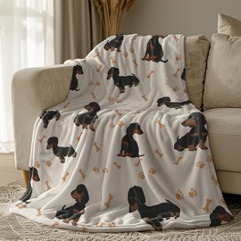Ooeiiiy Dachshund Print Soft Warm Flannel Throw Blankets, Office Sofa Travel Lightweight Blanket, The Nap Blanket for Girls Teenagers, All Season for Friends or Family 50x40 in