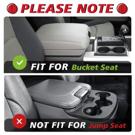 Muslogy Center Console Armrest Cover Compatible with Dodge Ram1500/2500/3500 2013-2018 Comfort Armrest Pad Arm Rest Cushion Vegan Leather Protector Regular Thick(Bucket Seat ONLY)