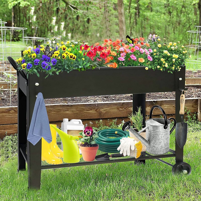 aboxoo Large Planter Raised Beds with Legs Outdoor Metal Planter
