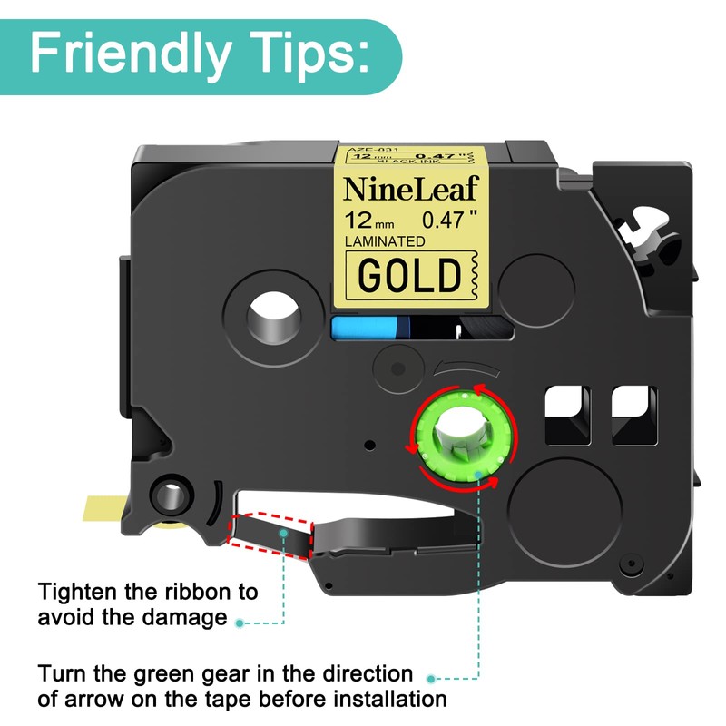 NineLeaf 1 Pack Compatible Label Tape Replacement for Brother TZe