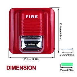 DIANQI Sound and Light fire Alarm, Alert Safety System Sensor 12V/24V DC Security Horn Fire Warning Strobe Siren