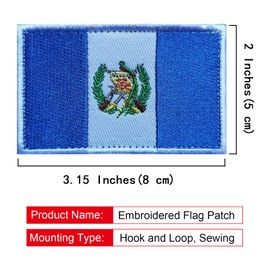 EmWoot 2PCS Guatemala Flag Patch Embroidered Morale Patch Military Tactical Patches Hook and Loop