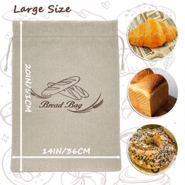 Consss Reusable Sourdough Bread Bag, 20" X 14" Linen Bread Bags for Homemade bread Storage, Double Layer Keep Fresh Cloth Large Leak Proof Oil Lining