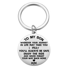 To My Son Keychain, Mother to Son Gifts from Mom, To My Son Gift from Mum, Inspirational Keyring Gifts for Birthday Graduation Christmas, Key Chain from Mom to Son Gift