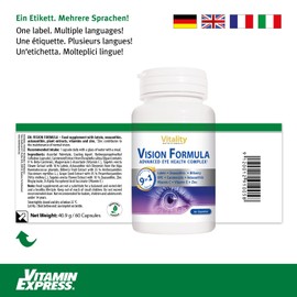 Vitality Nutritionals by VitaminExpress Eye Vitamins High Dose Vision Formula Dietary Supplement to Maintain Normal Vision (60 Capsules)