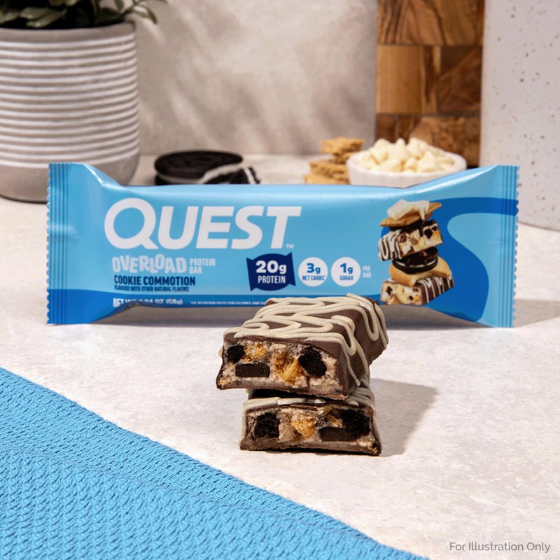 Quest Nutrition Overload Protein Bars, Cookie Commotion, 20g Protein, 1g