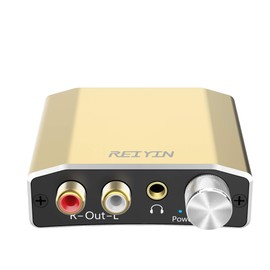 REIYIN DA-01 High Performance 192kHz 24bit DAC Digital (Optical & Coaxial) to Analog (RCA) Toslink/Coaxial to RCA/AUX Audio Converter, DA Converter, Head Amplifier, 3.5mm Jack Volume Adjustment,