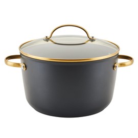 Farberware Forged Induction Ceramic Cookware Nonstick Saucepan with Lid, Dishwasher Safe, Suitable for All Stovetops, 3 Quart Sauce Pan - Black and Gold