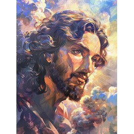 VAIIEYO 5D DIY Diamond Art Kits for Adults Jesus, Diamond Painting Religion, Paint by Number Full Drill Round Rhinestone Craft Canvas for Home Wall Decor Gift 12x16 inch-16