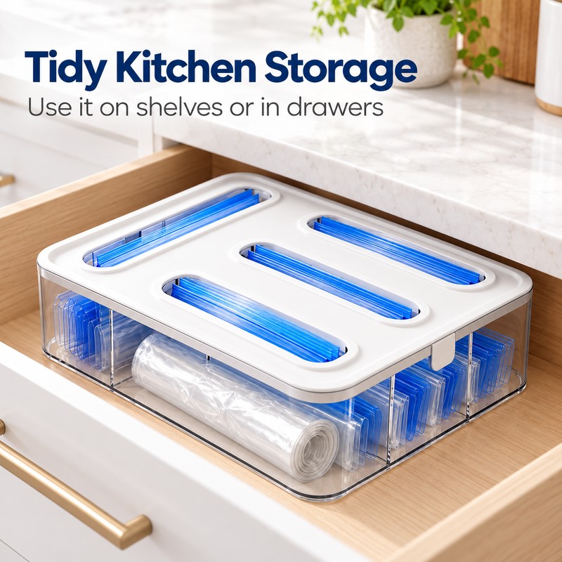 Plastic Food Storage Bag Organizer for Kitchen Storage – Four
