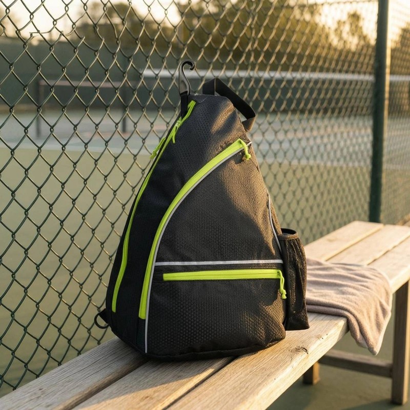 Toolzia Pickleball Sling Backpack Crossbody Sports Bag with Paddle Holder