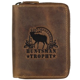 Greenburry Vintage Huntsman Trophy RFID Leather Zip Wallet BV-821A-HT-Stag, brown