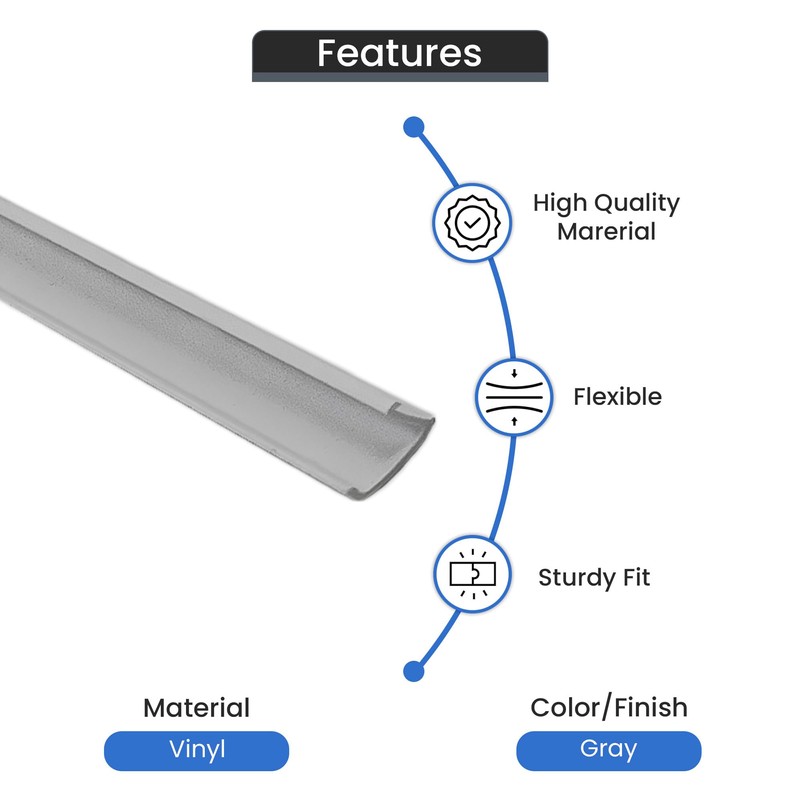 Gray Snap-In Vinyl Glazing Bead 72 in long - 20