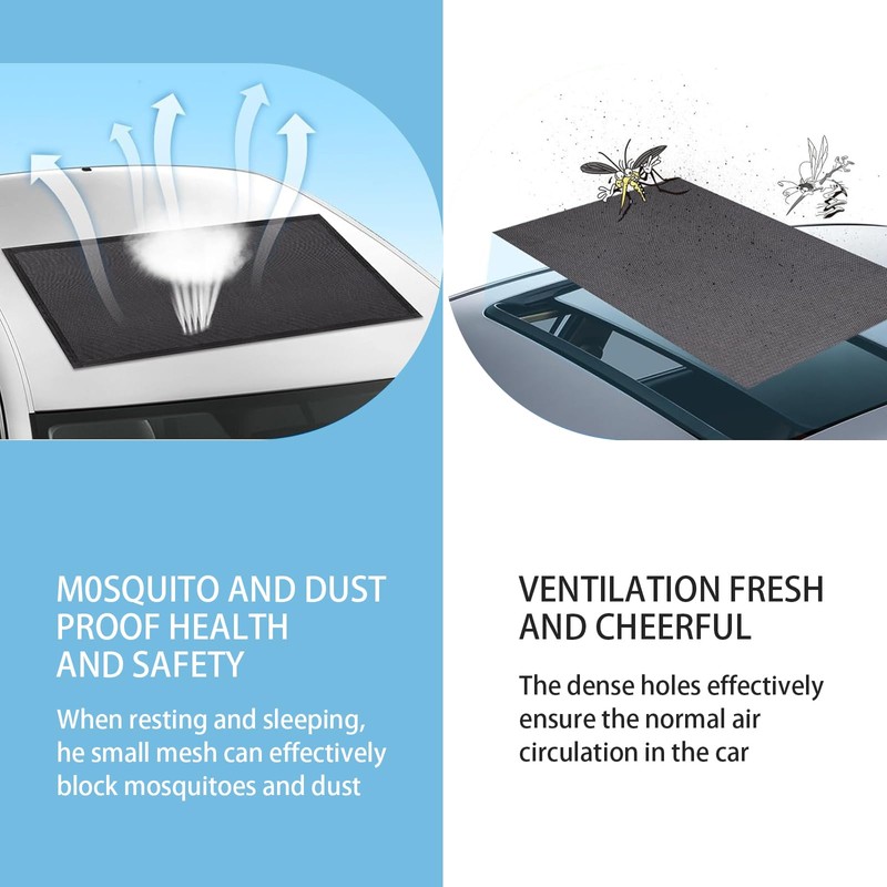 Merdege Car Sunroof Breathable Mesh, Foldable Camping Accessories, No Tool