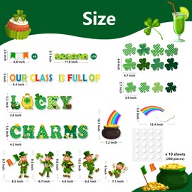 Arosche St Patricks Day Bulletin Board Decorations Set Our Class is Full of Lucky Charms Cutouts Lucky Shamrocks Gnomes Coins Bulletin Board Border for School Classroom Chalkboard Home Wall Door