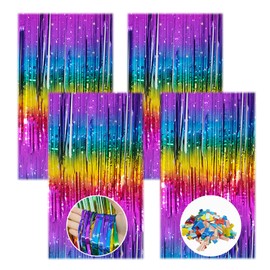 4 tende tinsel colorate, con brillantini, per compleanno, per feste di compleanno, decorazioni di carnevale, decorazioni per carnevale con coriandoli (1 m x 2 m) (stella)