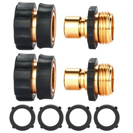 Sanpaint 3/4 Inch Garden Hose Quick Connector, Male and Female Quick Connect Hose Fittings, 2 Set