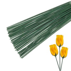 PATIKIL 10 Inch Floral Stem Wire, 100 Pcs Plastic Floral Wire Artificial Flower Rod for Flower Arrangements DIY Crafts Stem Wrapping, Green