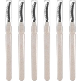 Cepillo para Pestañas de Silicona Tapa, 6 Piezas, Pp Blanco Cerdas Flexibles, Separador de Máscara, Formato Compacto, Reutilizable, para Maquillaje de Ojos y Extensiones