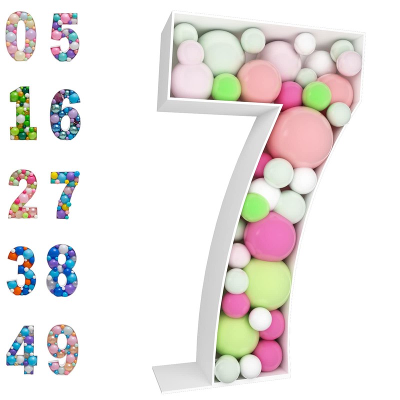JoyBox Design 3FT Mosaic Balloon Frame Number 7 Pre-Cut Kit