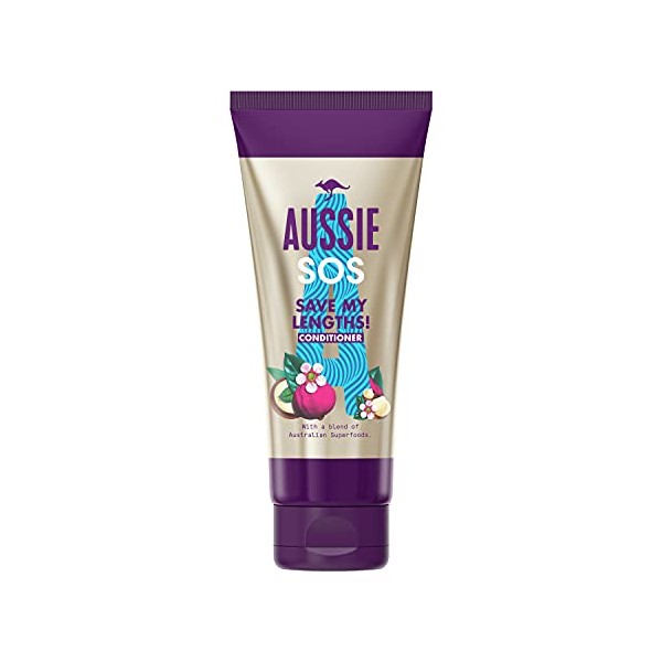 Aussie Conditioner SOS Save My Lengths Instant Detangling Vegan Frizz Ease Hair Conditioner For Damaged Hair, Knotty, Frizzy Hair With A Blend Of Australian Superfoods, 200ml