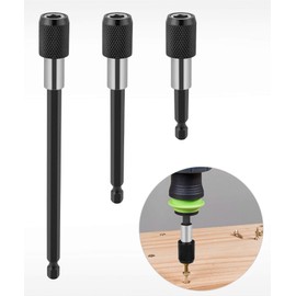 QWORK 3 Pcs 1/4 Inch Hex Shank Quick Release Bar Socket Screwdriver Bit Holder, Magnetic Extension Chuck Adapter set for Screws, Nuts, Drill,Driver,bit set and Handheld Driver