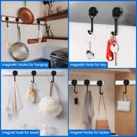 LOVIMAG Magnetic Hooks for Cruise Cabins, 40lbs Cruise Magents with Epoxy Coating, Swivel Neodymium Magnets with Hooks for Refrigerator, Locker Accessories, Cruise Essentials, Home Must Haves-6 Pcs