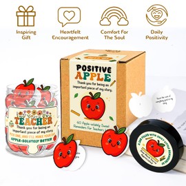 Apple For Teacher Gift - Teacher Back To School Gifts - Teachers Gifts for Women - 60 Positive Apple Daily Affirmation Cards Jar - Teachers Day Graduation End of The Year Birthday Appreciation Thank You Gift for Women