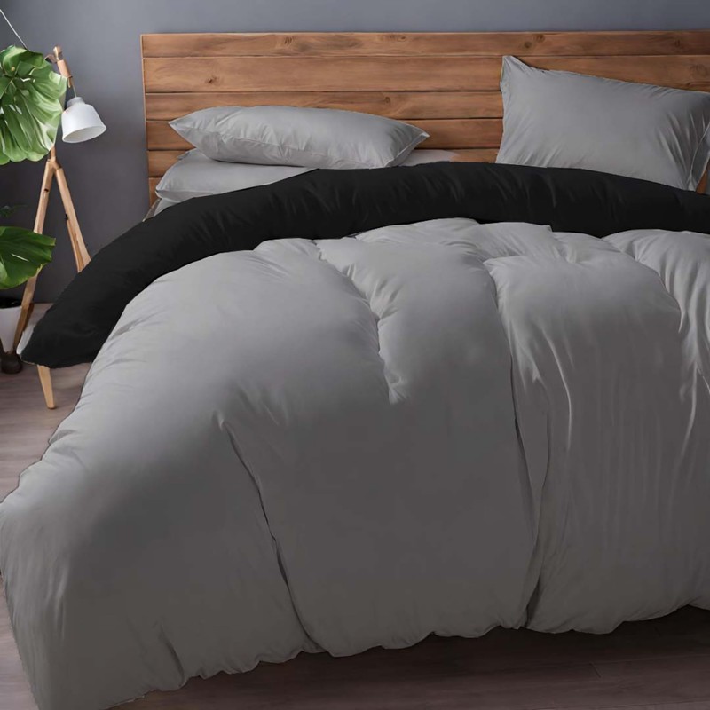 J.Din Grey and Black Dyed Duvet Cover - Soft Brushed