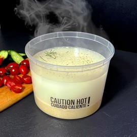 PP DELI CONTAINER 64oz Heavy Duty, Printed 'CAUTION HOT!" 'CUIDADO CALIENTE!,' English/Spanish, Leakproof, Food Safe, Dishwasher Safe, Microwave Safe, Freezer Safe, Food Grade (120 COUNT)