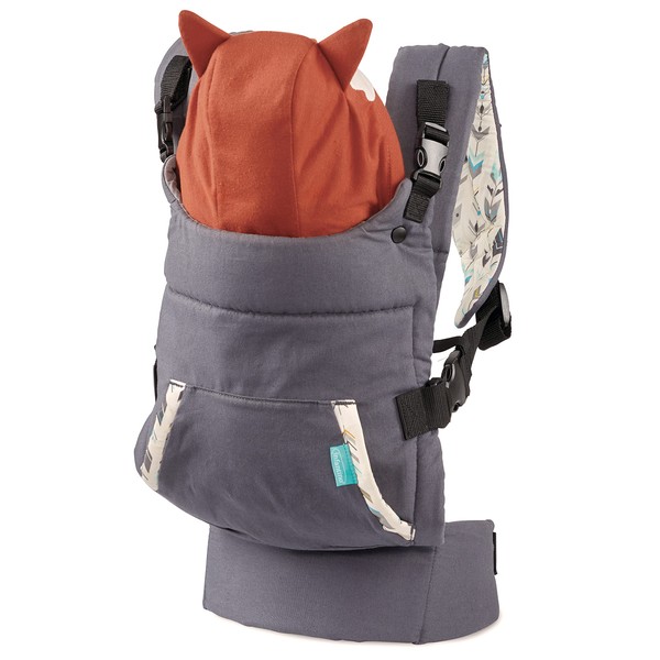 Infantino - Cuddle Up Carrier - Ergonomic Fox-Themed - Face-in Front & Back Carry - Removable Character Hood - Adjustable - Easy to Clean - 12-40 lbs (5.4-18.1 kgs) - Grey - 1 Piece